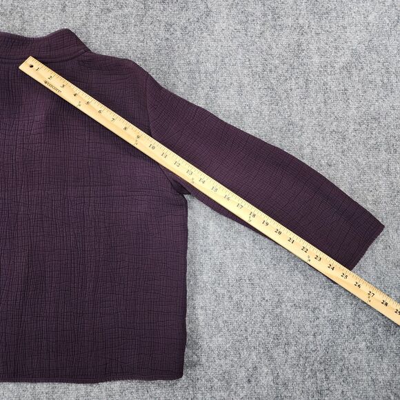 Eileen Fisher Jacket Womens Small Purple Textured Silk Rayon Blend Open Front - Picture 7 of 16